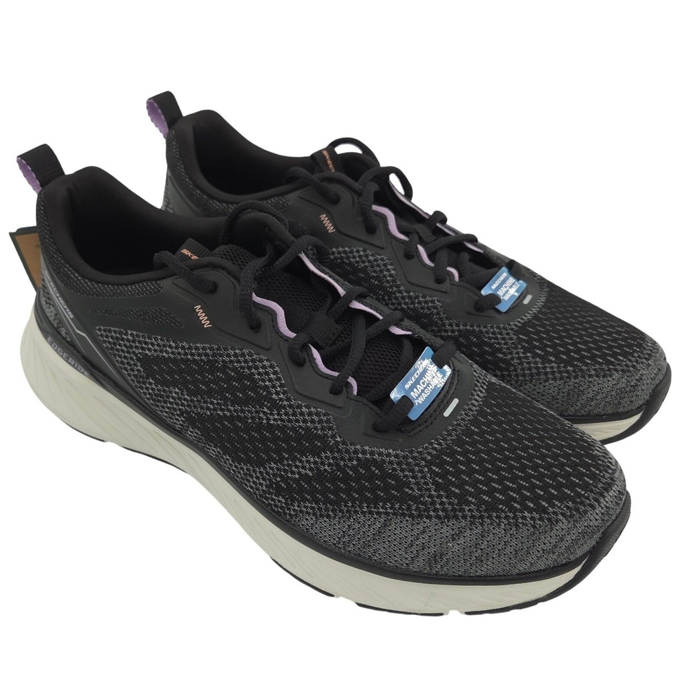 Skechers Edgeride Power Flow Sneakers Womens 10 Black Relaxed Fit Washable NEW